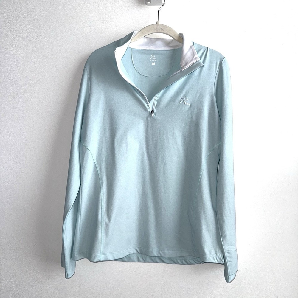 Rhoback Performance Zip Pullover Womens Medium Blue 1/4 Zip Long Sleeve Logo